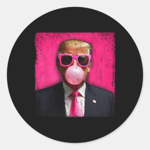 Trump Bubble Gum Pink Sungles Funny _1 Runder Aufkleber