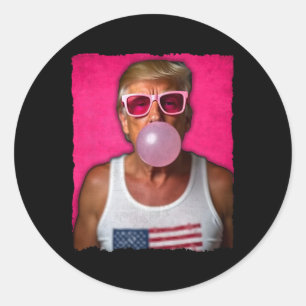 Trump Bubble Gum Rosa Sonnenbrille USA-Flagge Lust Runder Aufkleber