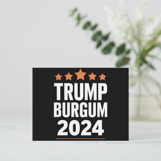Trump Burgum für Präsidentschaftswahl 2024, USA Postkarte (Stehend Vorderseite)