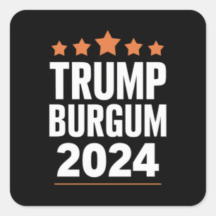 Trump Burgum für Präsidentschaftswahl 2024, USA Quadratischer Aufkleber