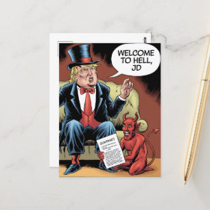 Trump Cartoon Willkommen bei Hell JD Postkarte