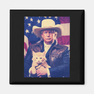 Trump Cat Shirt Funny Cowboy Donald Trump 2024 Ame Magnet