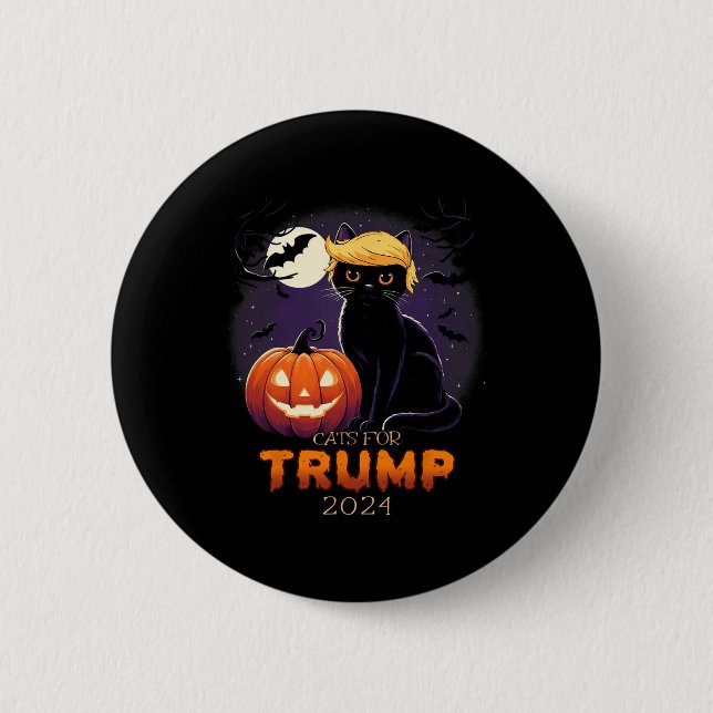 Trump Cat Shirts Black Cat Halloween Costume Cat L Button (Vorderseite)
