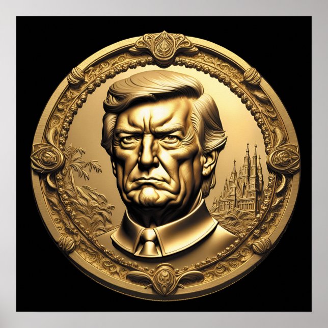 TRUMP CGI Collectible Gold Art Coin Doubloon Poster (Vorne)