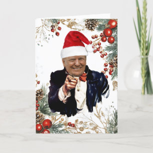 Trump Christmas Poinsettias & Berries Karte