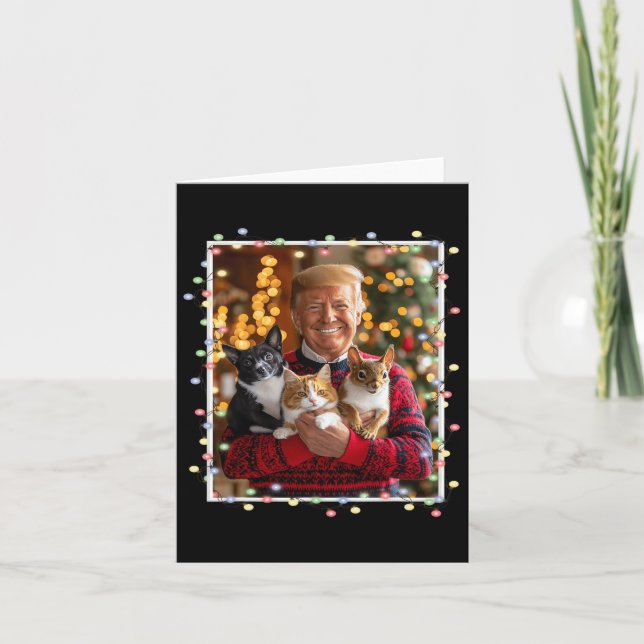 Trump Christmas Sweater Cat Hund Eichhörnchen Päps Karte (Vorderseite)