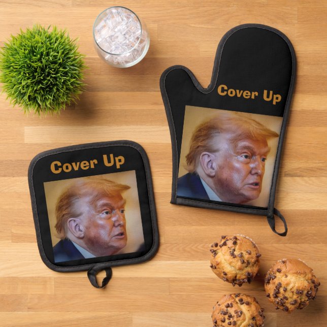 Trump/Cover Up Oven Mitt & Pot Holder Ofenhandschuh & Topflappen-Set (Oben Unten)