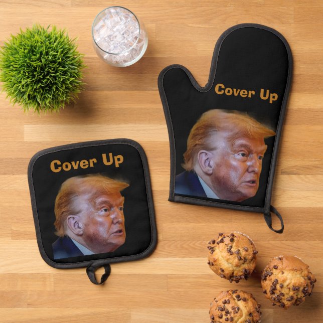 Trump/Cover Up Oven Mitt & Pot Holder Ofenhandschuh & Topflappen-Set (Oben Unten)