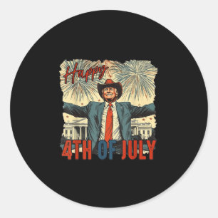 Trump Cowboy Happy 4. Juli Unabhängigkeitstag Runder Aufkleber