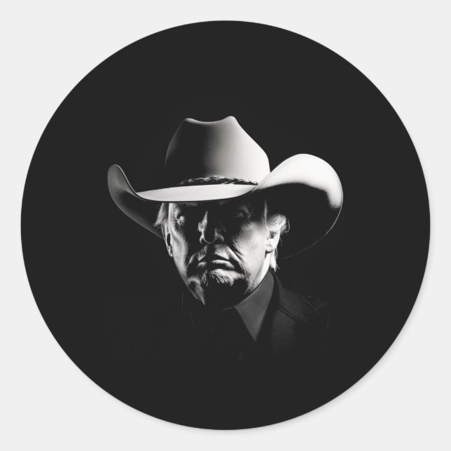 Trump Cowboy Usa 2024 Wahl Us Maga Runder Aufkleber (Vorderseite)