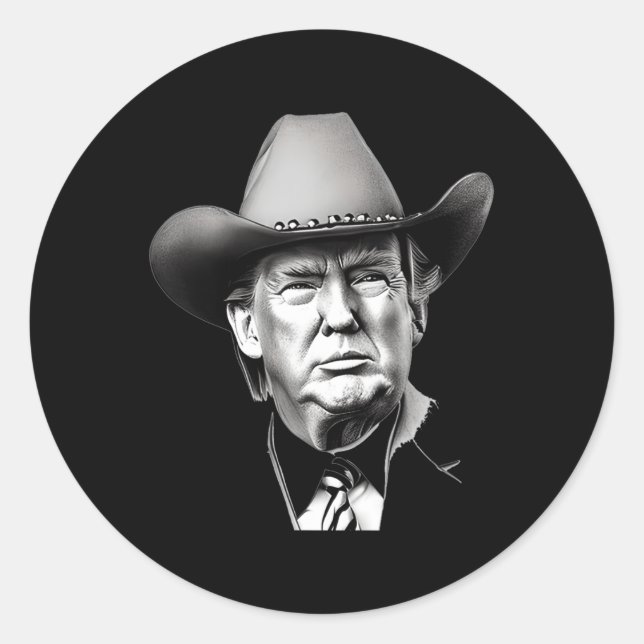 Trump Cowboy Western Präsident Sie verpassen Me ye Runder Aufkleber (Vorderseite)