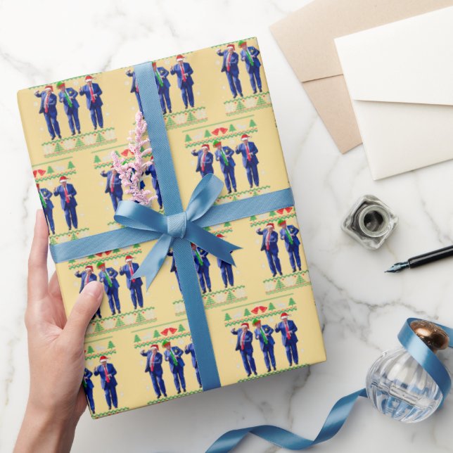 Trump Dance, Funny Trump Santa Claus Tance Gold Geschenkpapier (Schenken)