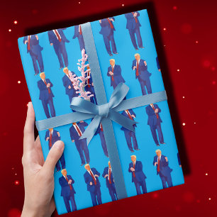 Trump Dance Funny Trump tanzt blaues Geschenk Geschenkpapier