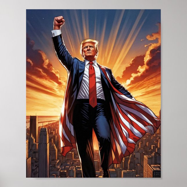 "Trump, das amerikanische Superhero-Poster" Poster (Vorne)