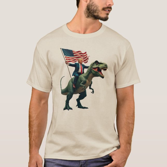 Trump, der auf einem T-Rex-T - Shirt reitet - Amer (Vorderseite)