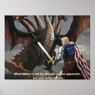 Trump der Ritter, der gegen das Hydra-Poster kämpf Poster