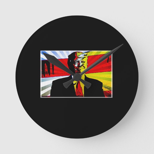 Trump Deranged Runde Wanduhr (Vorderseite)