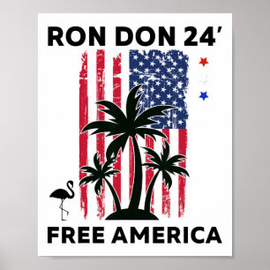 Trump Desantis Ron Don 24' Amerikanische Flagge Fl Poster