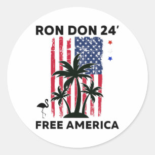 Trump Desantis Ron Don 24' Amerikanische Flagge Fl Runder Aufkleber