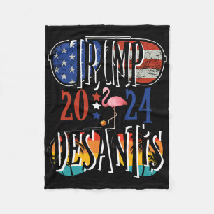 Trump Desantis Wahl Amerikanische Flagge Flamingo Fleecedecke