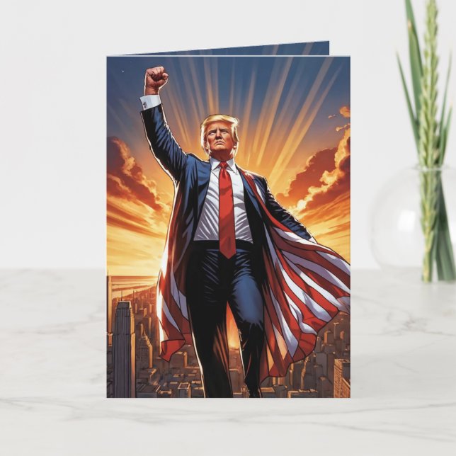 "Trump, die amerikanische Superhero-Grußkarte" Karte (Vorderseite)