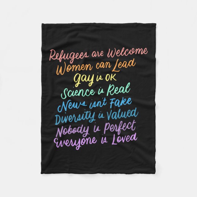 Trump Diversity Science Refugees Liebe Womens Righ Fleecedecke (Vorderseite)