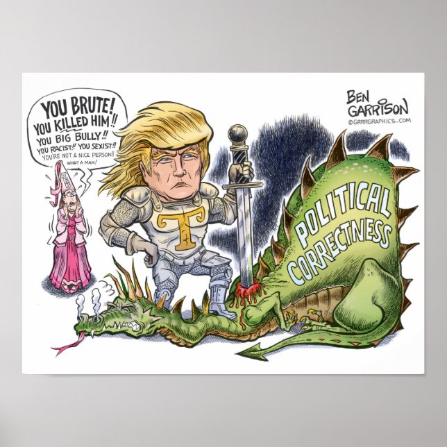 Trump Dragon slayer 16" x 12",Poster Paper (Matte) Poster (Vorne)