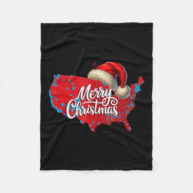 Trump Election Map Frohe Weihnachtsfeiertag Santa  Fleecedecke (Vorderseite)