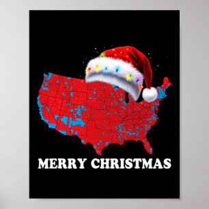 Trump Election Map Frohe Weihnachtsfeiertag Santa Poster
