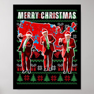 Trump Election Map Frohe Weihnachtsfeiertag Santa  Poster