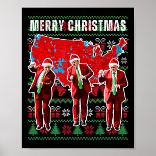 Trump Election Map Frohe Weihnachtsfeiertag Santa Poster