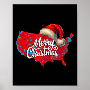 Trump Election Map Frohe Weihnachtsfeiertag Santa  Poster