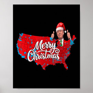 Trump Election Map Frohe Weihnachtsfeiertag Santa Poster