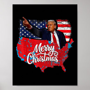 Trump Election Map Frohe Weihnachtsfeiertag Santa Poster