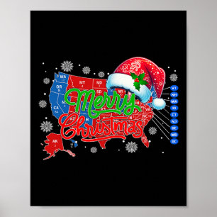 Trump Election Map Frohe Weihnachtsfeiertag Santa Poster