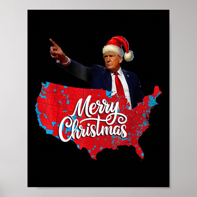 Trump Election Map Frohe Weihnachtsfeiertag Santa  Poster (Vorne)