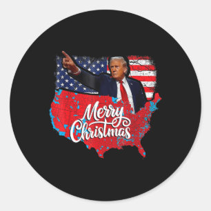 Trump Election Map Frohe Weihnachtsfeiertag Santa Runder Aufkleber