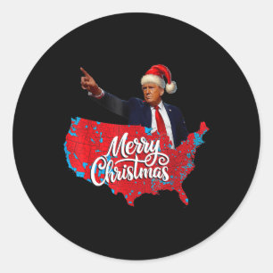Trump Election Map Frohe Weihnachtsfeiertag Santa Runder Aufkleber