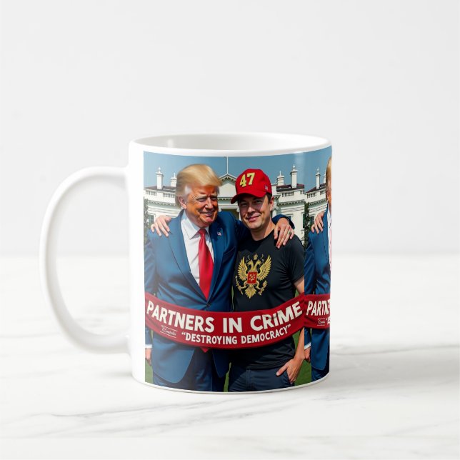 Trump Elon Partner in Crime AI Art Kaffeetasse (Links)