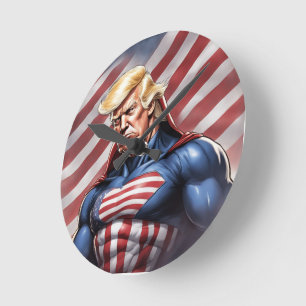 Trump Epic Superhero Wall Clock Runde Wanduhr