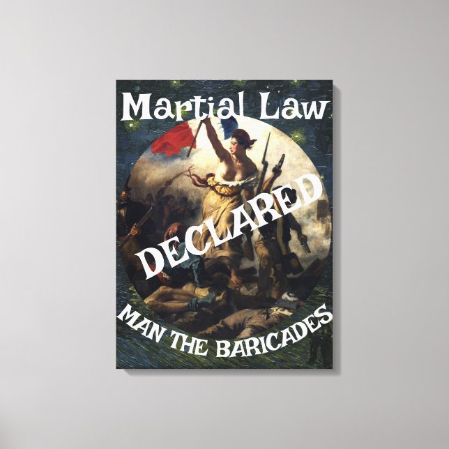 TRUMP ERKLÄRT DAS KÜNSTLERRECHT MAN DIE BARRIKATE LEINWANDDRUCK (Vorderseite)