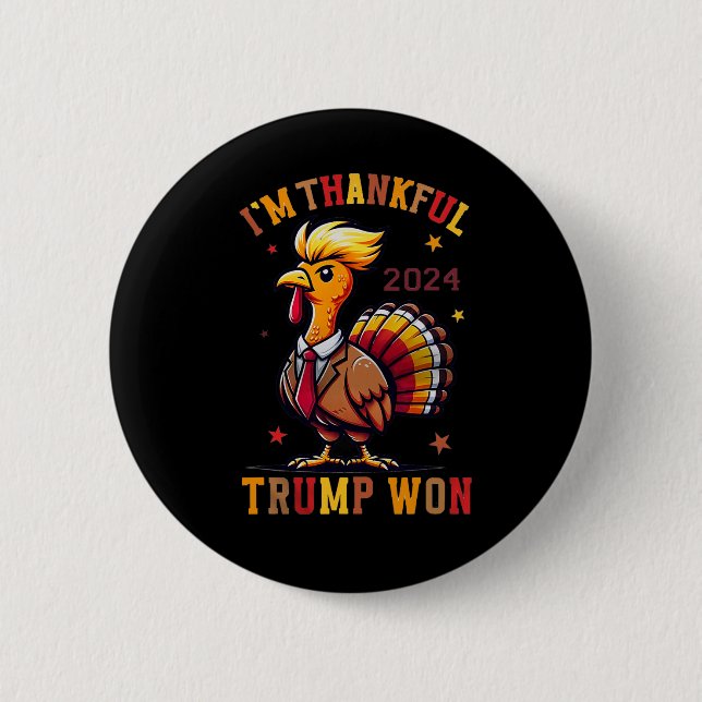 Trump-Erntedank - Ich bin Trump 2024 dankbar Button (Vorderseite)