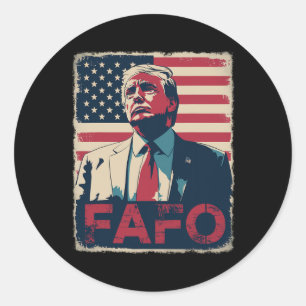 Trump Fafo F rund um die Retro-Fahne Runder Aufkleber