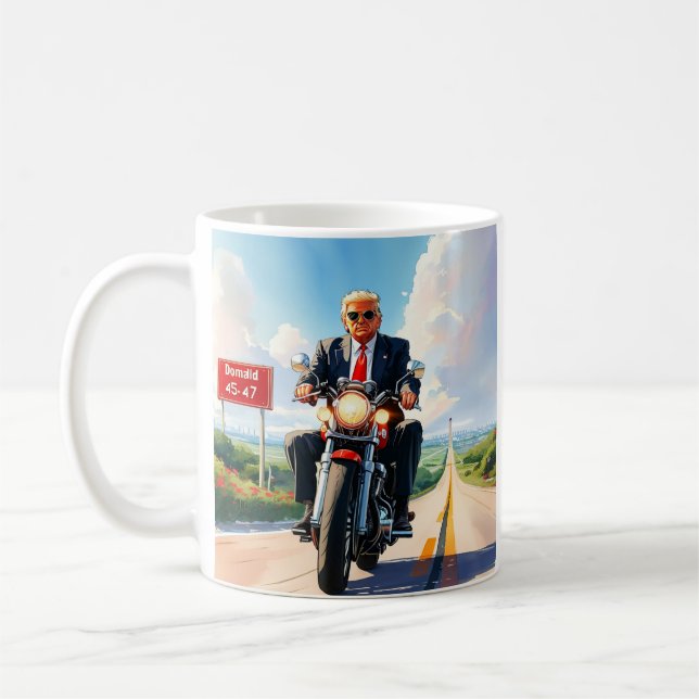 Trump fährt Motorrad über 47 Zeichen Schöne USA Kaffeetasse (Links)