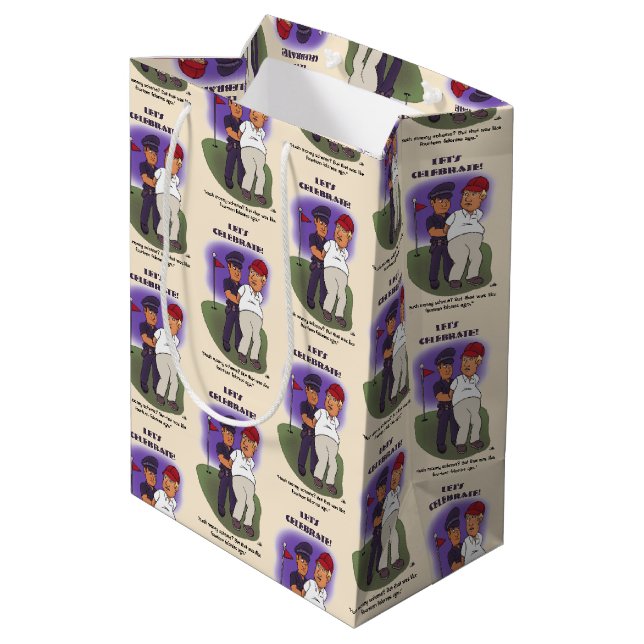 Trump Felonies Mittlere Geschenktüte (Rückseite Schrägansicht)