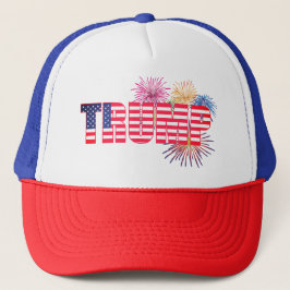 Trump Flag und Fireworks Patriotic Trucker Hat Truckerkappe