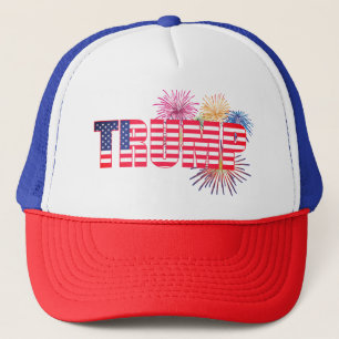 Trump Flag und Fireworks Patriotic Trucker Hat Truckerkappe