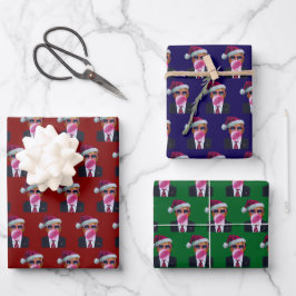 Trump-Foto | Trump bläst Blase Gum Weihnachten Geschenkpapier Set