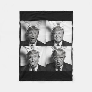 Trump Fotobox in Hasen-Osterhasenohren Lustig USA Fleecedecke