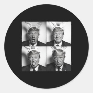 Trump Fotobox in Osterhasenohren Lustig Usa Me Runder Aufkleber